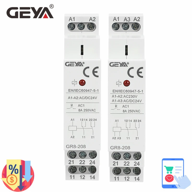 Shelly Relay Module - GEYA GR8-208 Hilfsrelais Zwischenschalter 8A 2SPDT