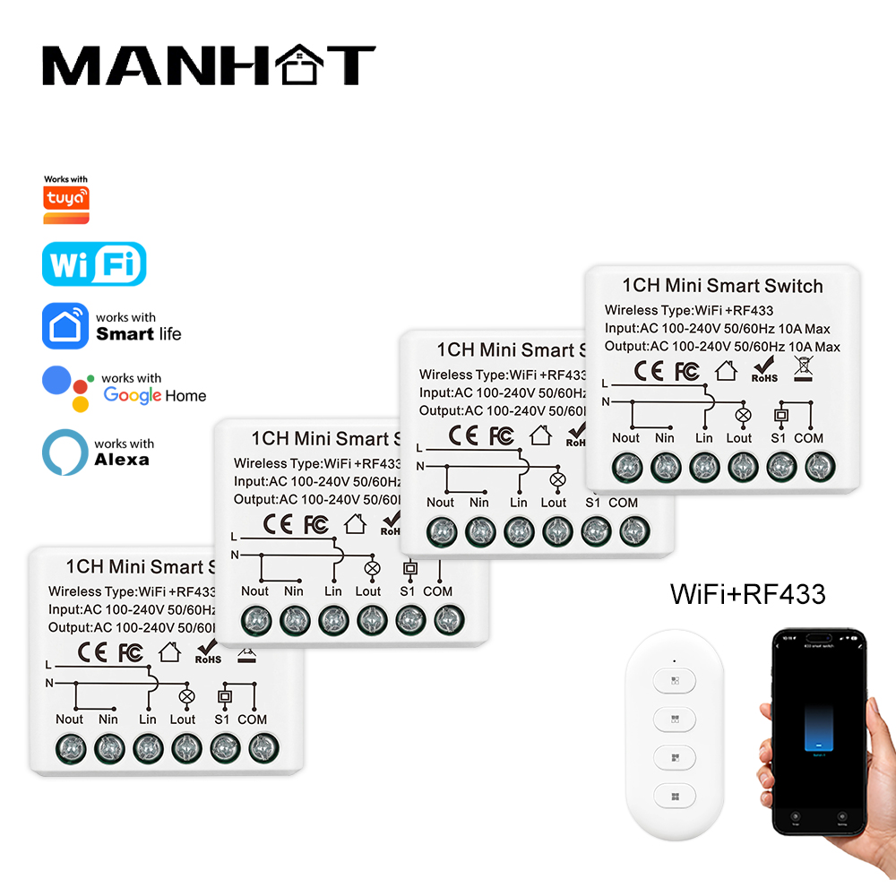 Home Automation Technology - 10A Mini WLAN Smart Switch RF433Mhz